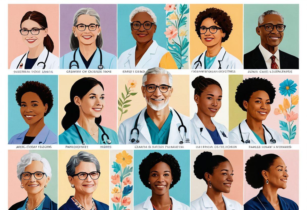 A visually striking collage that showcases patient resources like pamphlets, a caring physician discussing treatment plans, alongside uplifting survivor stories depicted through diverse individuals celebrating life. The background features soft pastel colors representing hope and resilience, intertwined with poignant symbols like ribbons and flowers. super-realistic. vibrant colors. white background.